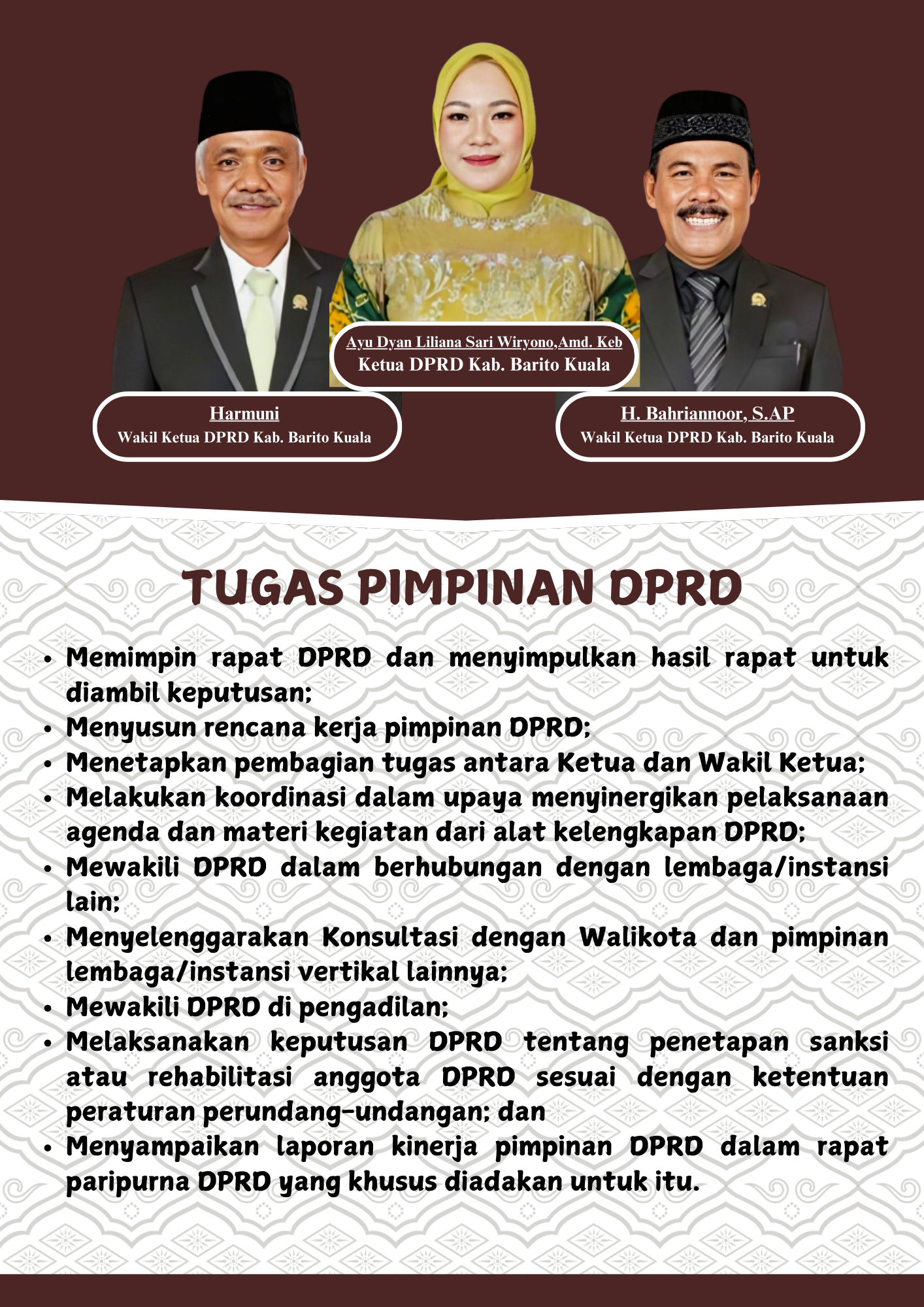 Pimpinan DPRD Kabupaten Barito Kuala Periode 2024-2029